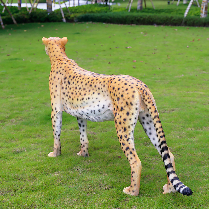 Life Size Cheetah Statue Simulation Leopard Large Fiberglass Giant Polyresin Animal Sculpture for Outdoor Garden Decoration