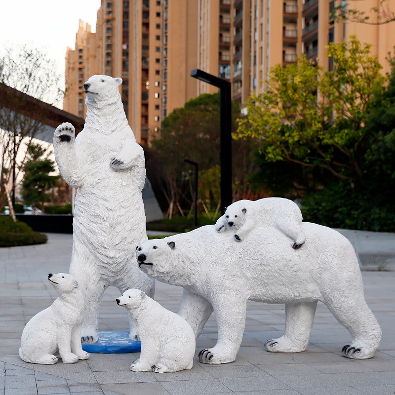 Life Size Statue Wholesales Cheap Large Fiberglass Giant Polyresin Sculpture  Outdoor Christmas Decoration White Polar Bear