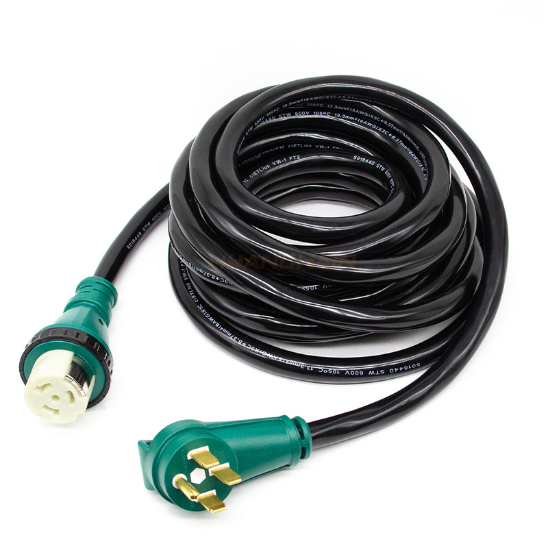 25ft 50 Amp Industrial Power Inlet Box NEMA 14-50P to SS2-50R Extension Cord Generator Power Cord Pure Copper Conductor