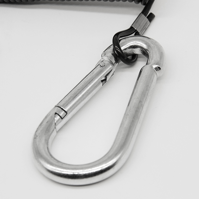 retractable spiral plastic coated steel cable coil lanyard for hanging tools