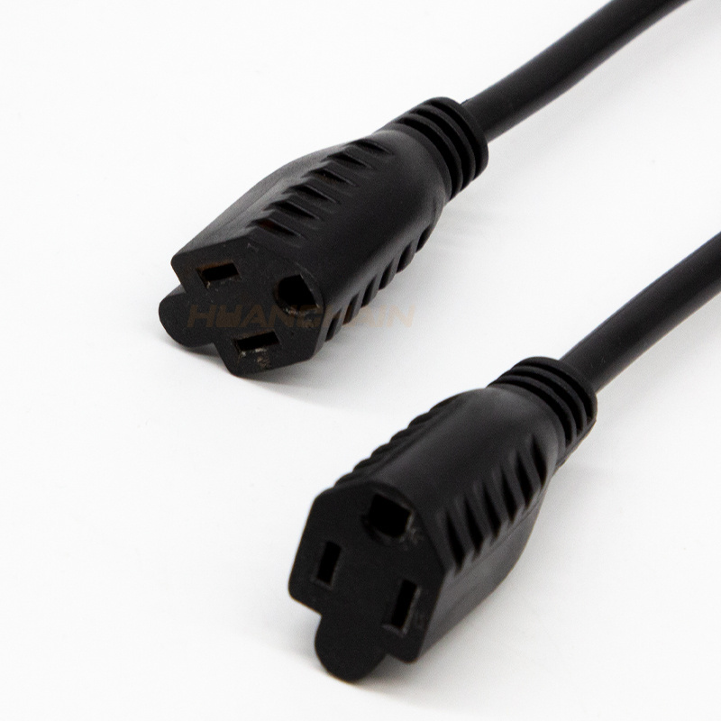 Y Splitter - 1FT Right Angled  Plug NEMA 5-15P 1 to 2 way 5-15R power cord