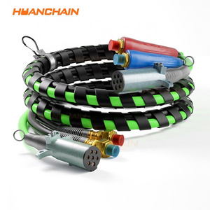 12ft 3 in 1 ABS Electrical Power Air Line Hose Kit Airline  Wrap with Handle Grip 7 Way  Cable  Semi truck tractor trailer