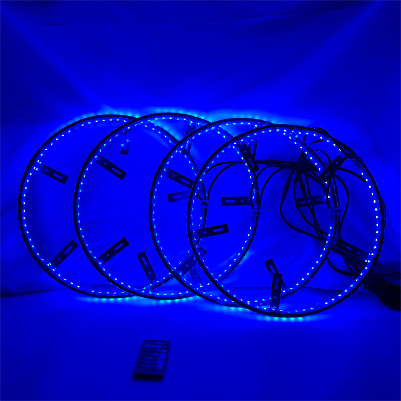 LED Wheel Ring Light Kit 15.5'' Inches RGBW Turn Signal and Braking Function can Controlled by Remote and APP (Double Row)