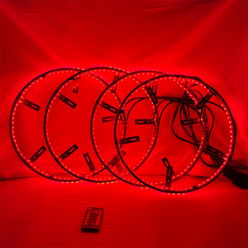 LED Wheel Ring Light Kit 15.5'' Inches RGBW Turn Signal and Braking Function can Controlled by Remote and APP (Double Row)