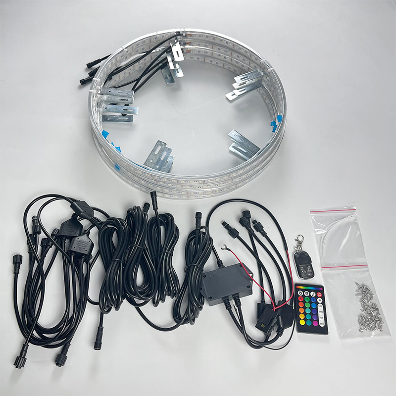 LED Wheel Ring Light Kit 15.5'' Inches RGBW Turn Signal and Braking Function can Controlled by Remote and APP (Double Row)