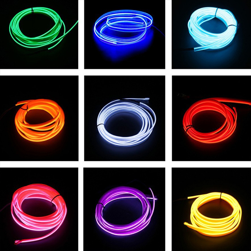 El Wires 5m/16ft Neon Tube cold line atmosphere Lights LED Car Interior Trim Light Strip  Interior Panel Gap Decorative lamp