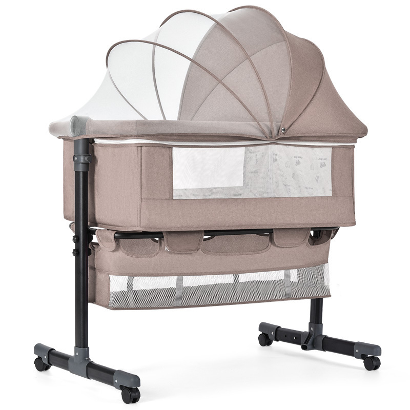 Portable Height Adjustment Breathable Mesh Cunas De Bebes Newborn Baby Bassinet Bedside Sleeper Crib With Storage Basket