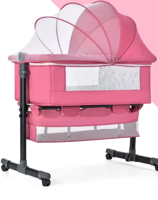 Portable Height Adjustment Breathable Mesh Cunas De Bebes Newborn Baby Bassinet Bedside Sleeper Crib With Storage Basket