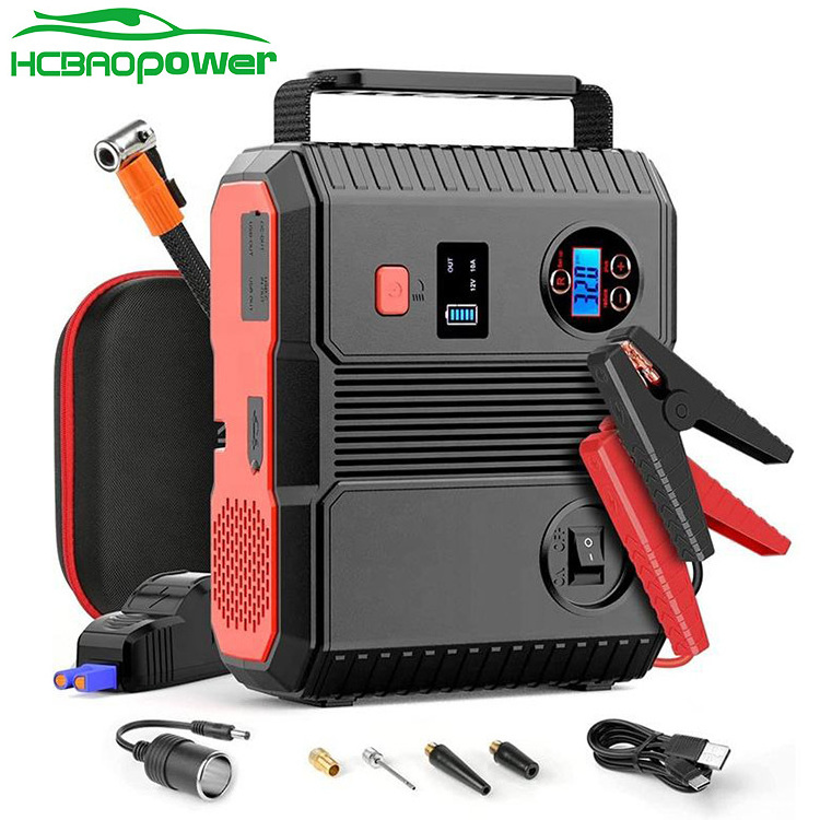 Jump Starter With Air Compressor 12V 24000Mah 3000A Car Battery 150 Psi Portable Car Power Bank Jump Starter With Tyre Inflator