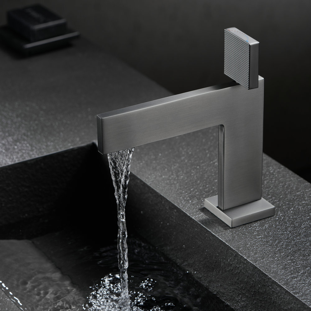 new product hot cold water gun metal grey waterfall bathroom mixer tap single handle brass vanity faucets