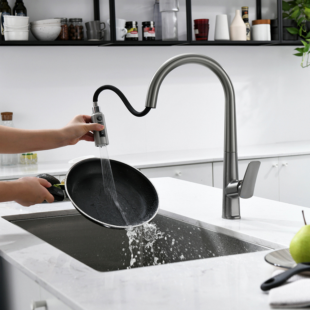 kitchen flexible faucet brass pull out 304 stainless steel kitchen mixer faucet 360 degree rotation kitchen tap