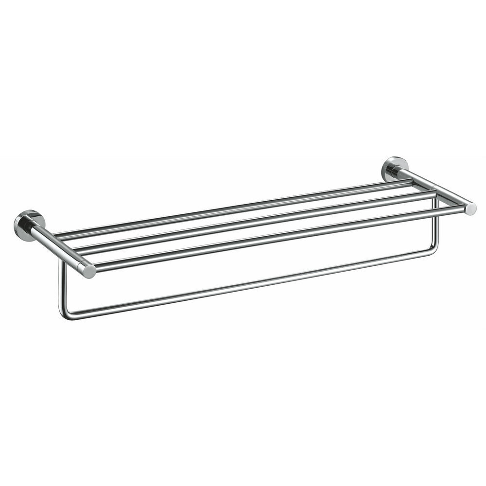 Best selling bathroom shower 600 mm long single towel shelf in chrome black and gold brush color