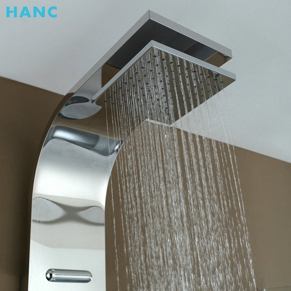 Foshan Factory 304SS Shower Panel Bathroom Wall Mounted UPC Rain Shower Faucet With Back Waterfall