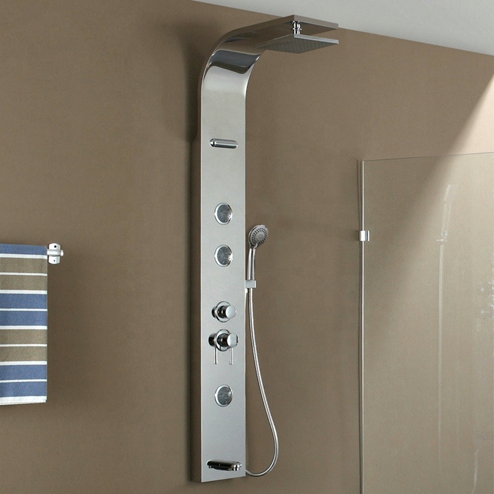 Foshan Factory 304SS Shower Panel Bathroom Wall Mounted UPC Rain Shower Faucet With Back Waterfall