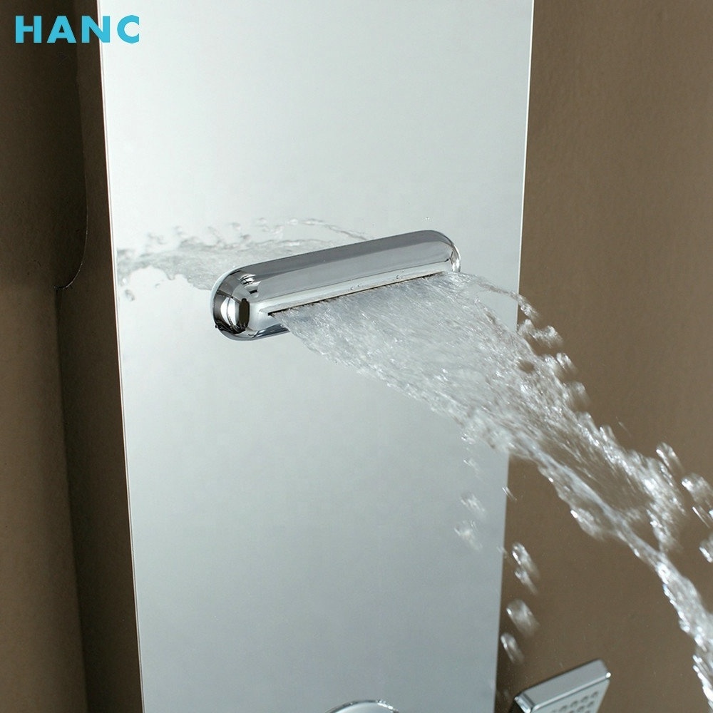 Foshan Factory 304SS Shower Panel Bathroom Wall Mounted UPC Rain Shower Faucet With Back Waterfall