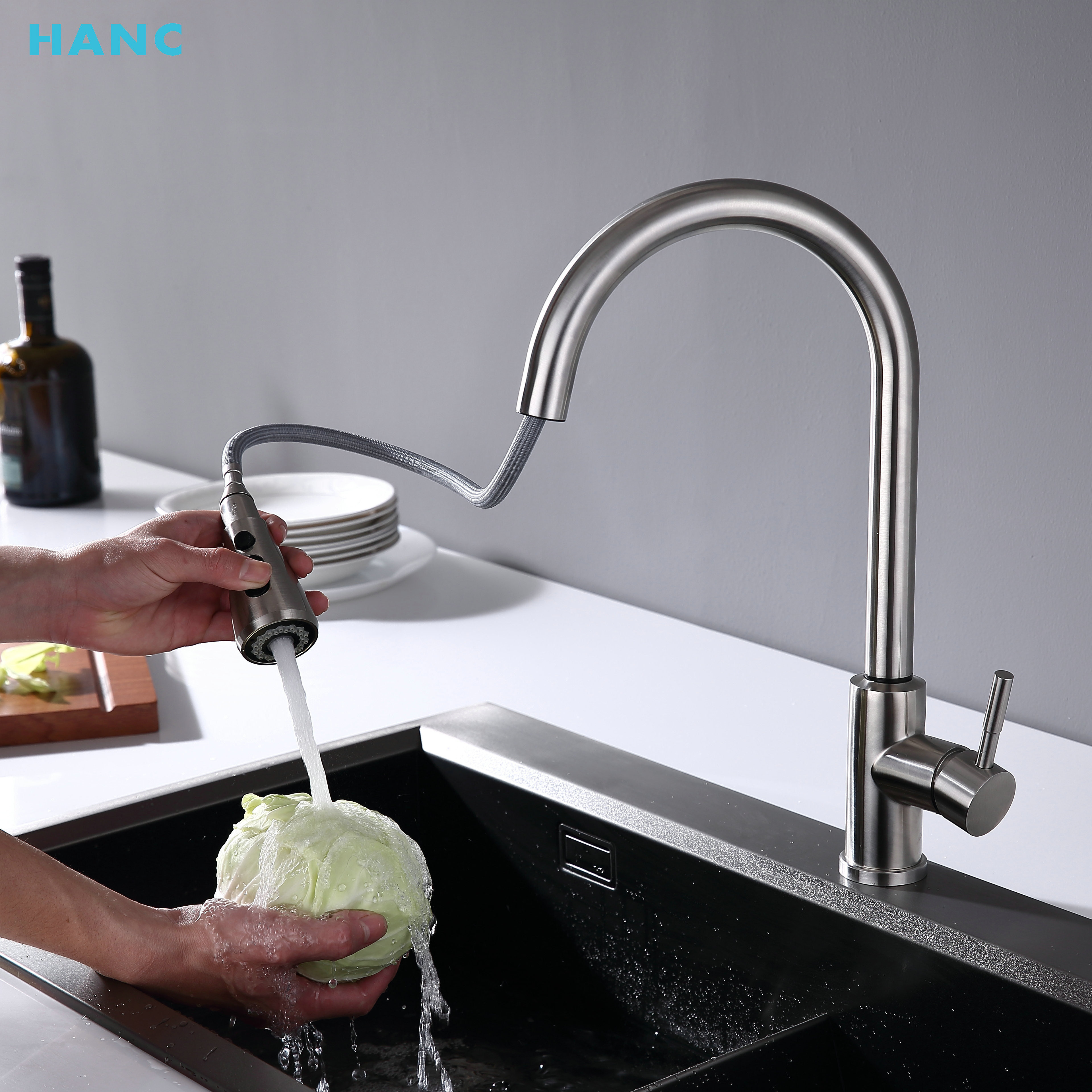 HANC Bathroom Touch Control Sensor Kitchen Sink Faucet Hot And Cold 304 Stainless Steel Kitchen Mixer