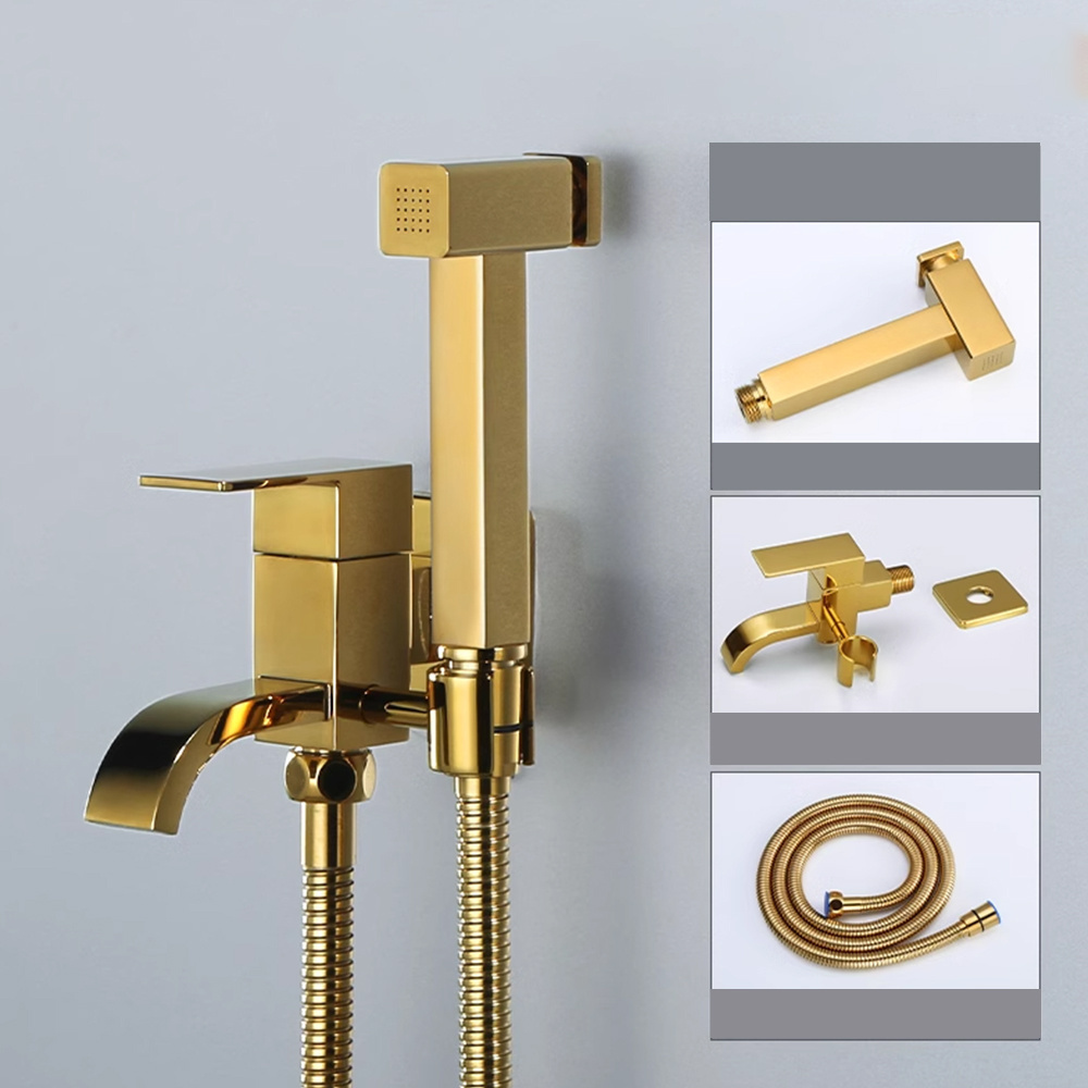 High quality wall mounted handheld brass bidet faucet for toilet shattaf diaper sprayer set