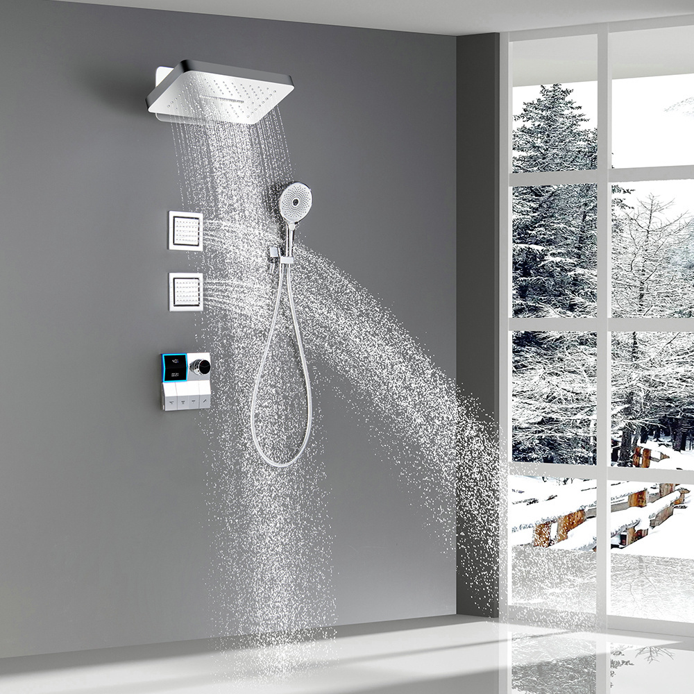 luxury polished chrome wall mounted bathroom shower concealed recessed mixer shower system faucet sets