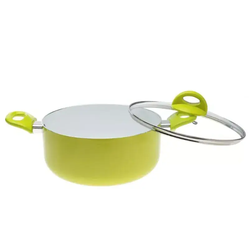 kitchen supplies Nonstick  green color cookware sets ceramic cookware sets