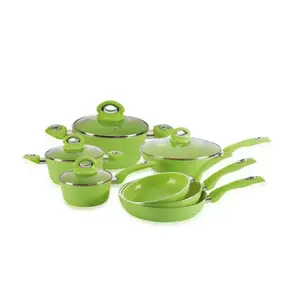 kitchen supplies Nonstick  green color cookware sets ceramic cookware sets