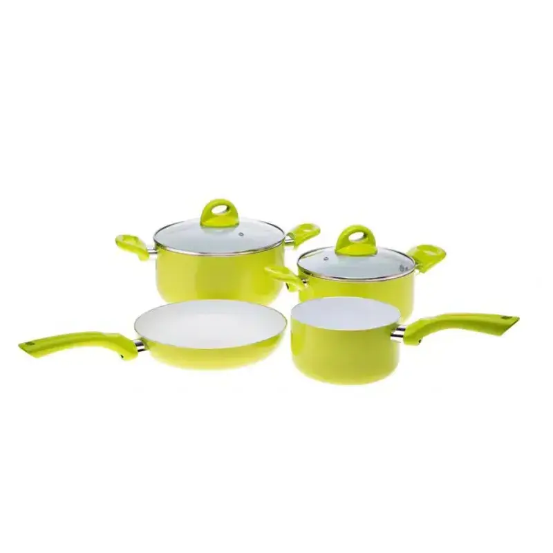 kitchen supplies Nonstick  green color cookware sets ceramic cookware sets