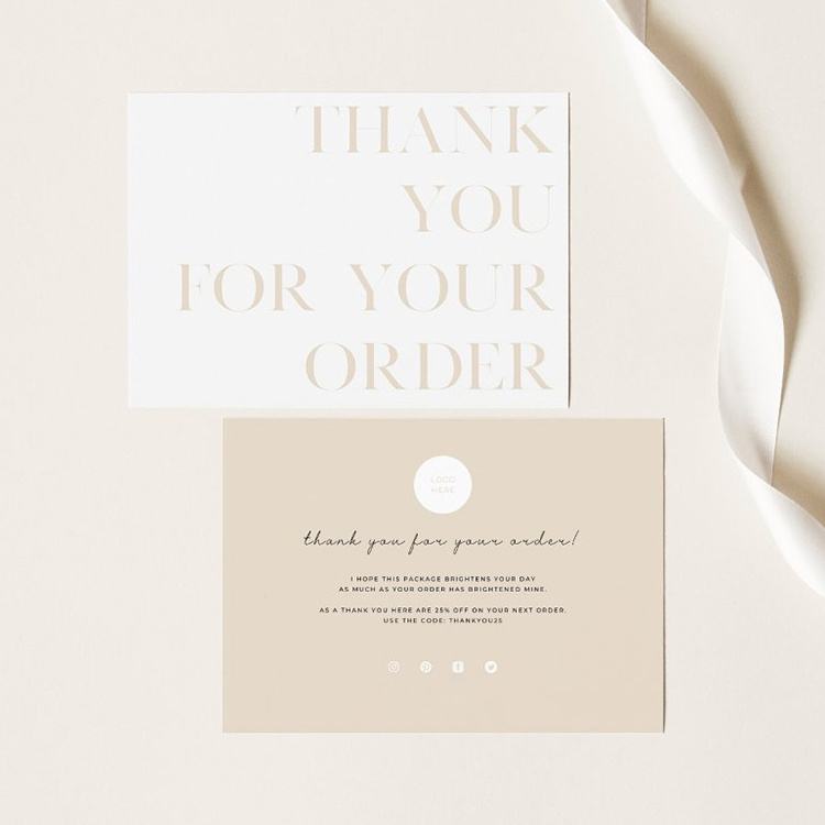 luxury custom with logo printing service thank you for your order letterpress greeting card paper business cards