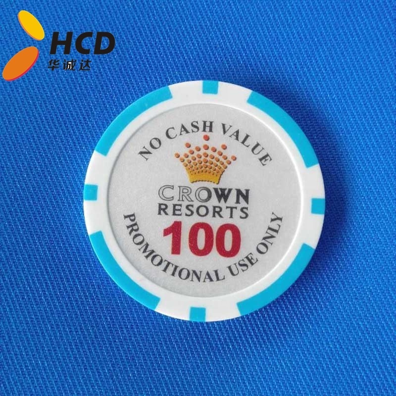 cheapest poker chip with frosted sticker, fashionable token with your logo,coupous gift chip