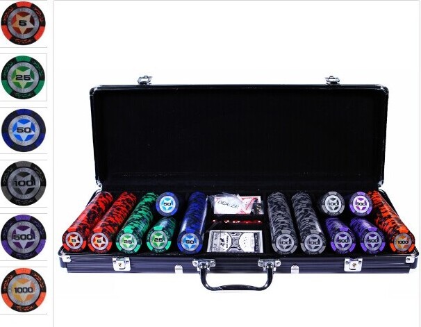 Professional casino poker chips set 500 chips in poker box