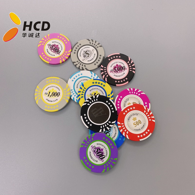 Factory custom tournament clay poker chips set with colored denomes 14grams 40mm with ceramic pokerchips