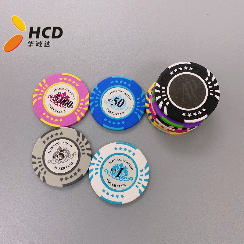 Factory custom tournament clay poker chips set with colored denomes 14grams 40mm with ceramic pokerchips