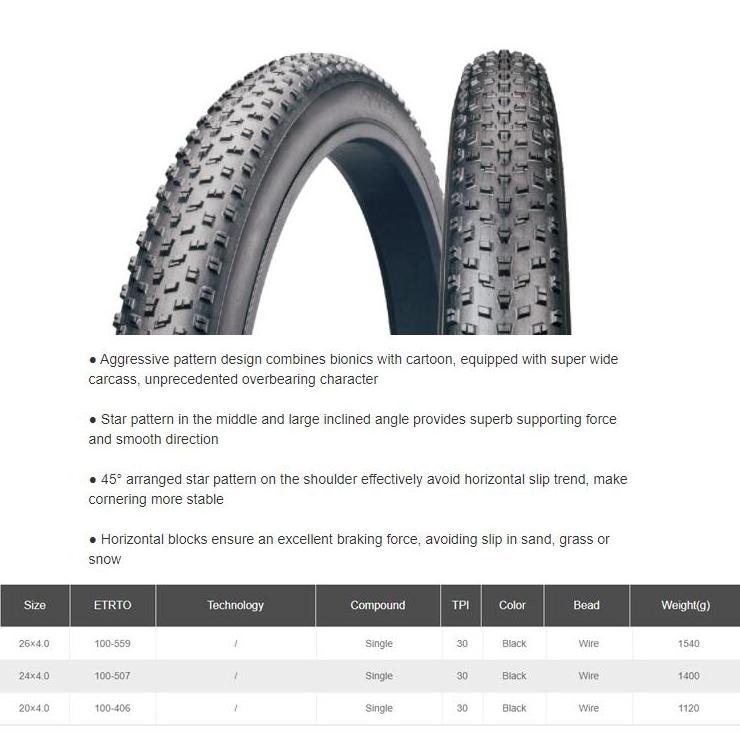 Chaoyang snow Bike Tire 20x4.0 24x 26x x4.9 tires for fat bike tire accessories