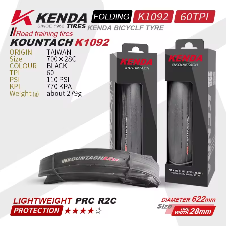 K1092 Llanta Kenda Tire Tyres 700*23C/25C/28C Road Bike Parts Cycle Lightweight Anti-stab Outer Tube Tires