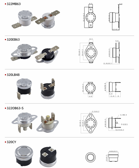 HCET KSD302 Thermostat 25A 30A 40A Temperature Control Switch Bimetal Thermal protector Thermostat