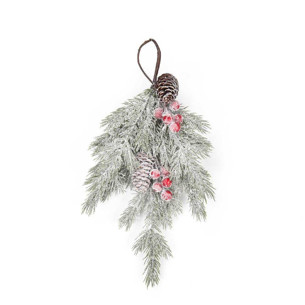 Indoor front door decor red berry pine cones real touch eucalyptus garland Christmas decoration