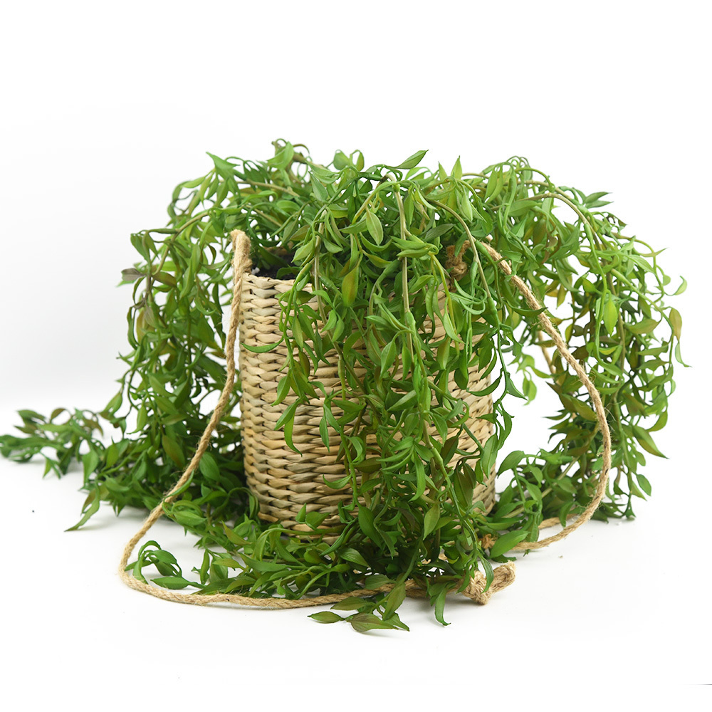 Bamboo basket bottom willow leaves artificial hanging plants for indoor plants