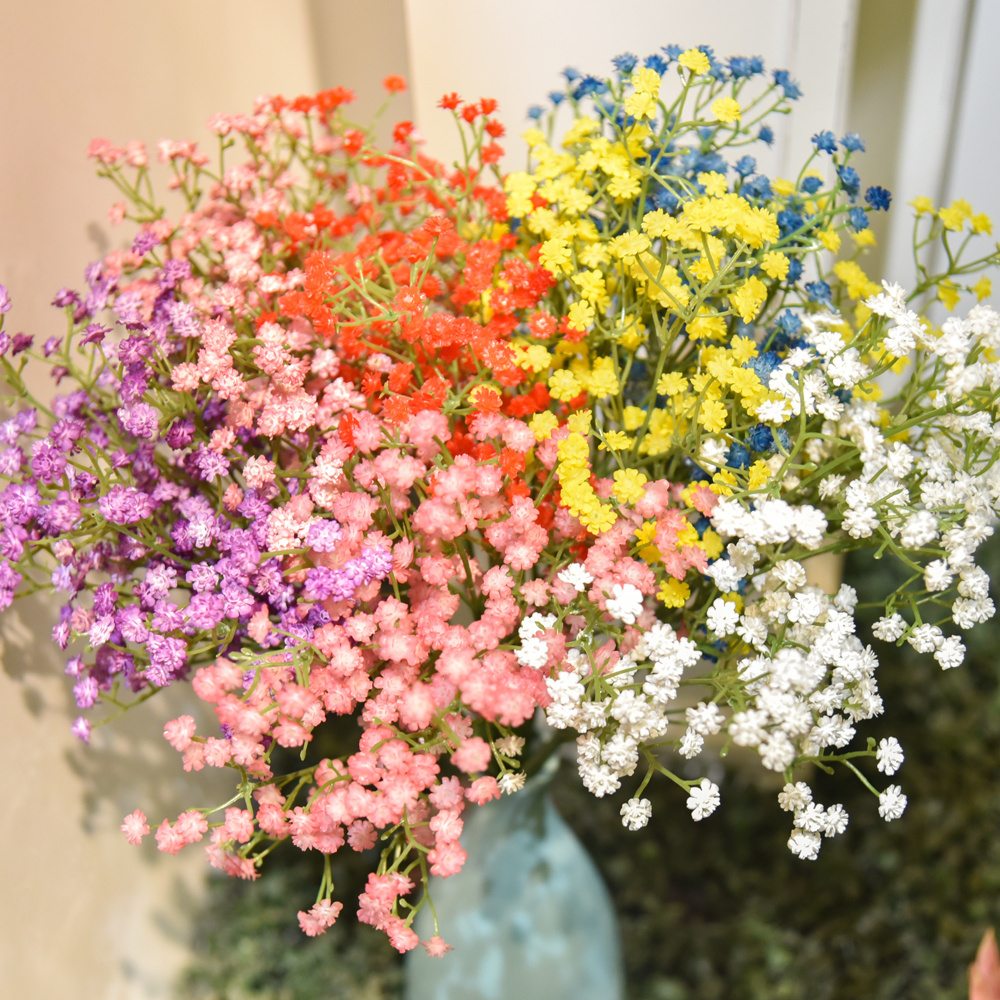 High quantity customized color gypsophila fake baby breath bouquet artificial flowers for sale