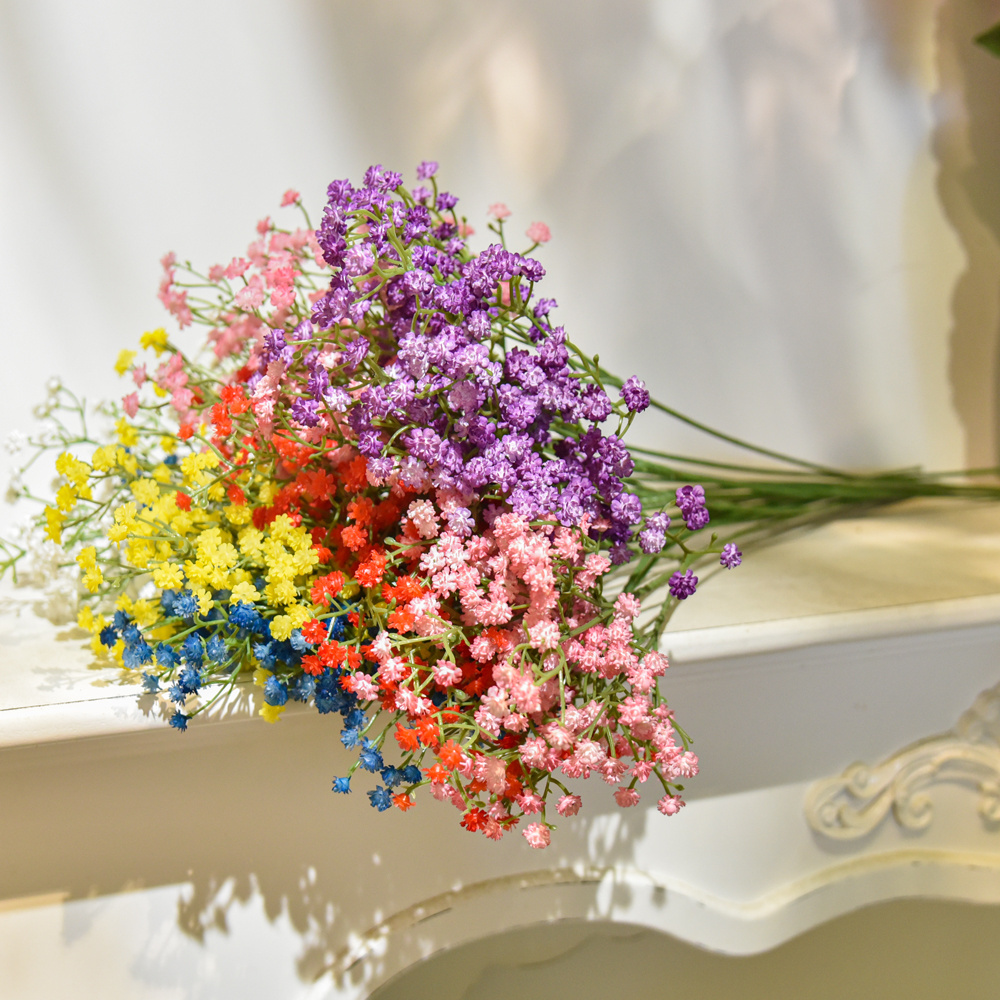 High quantity customized color gypsophila fake baby breath bouquet artificial flowers for sale