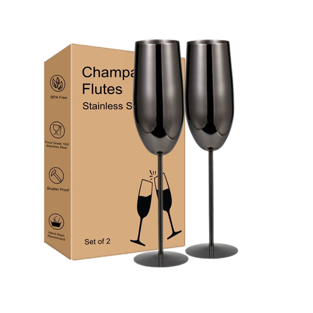 Stainless Steel 250ml gold Wine glasses Stainless Steel Wine Goblet Champagne Glasses Champagne Flutes Shatterproof Drinking Cup