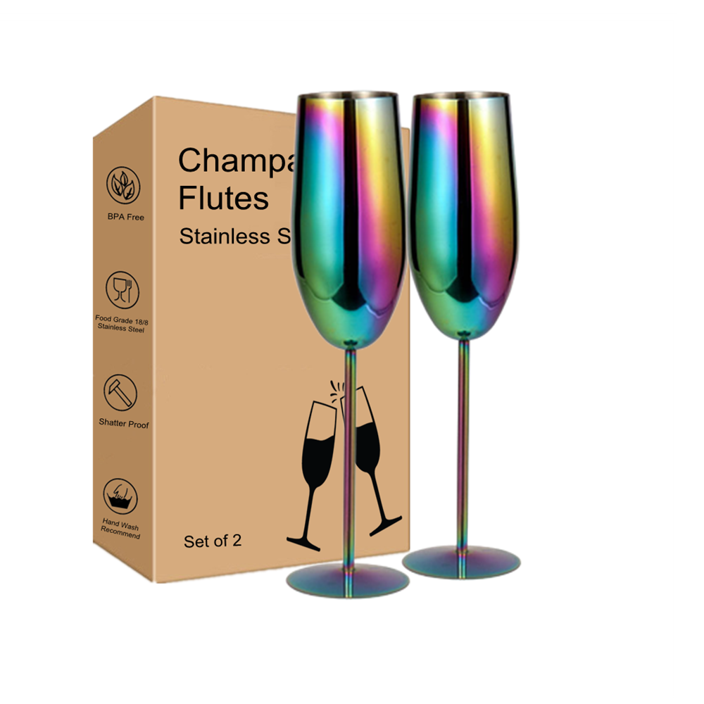 Stainless Steel 250ml gold Wine glasses Stainless Steel Wine Goblet Champagne Glasses Champagne Flutes Shatterproof Drinking Cup