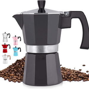 Factory Price Classic Espresso aluminum coffee maker Italian Style 3/6/9/12cups Espresso Cup Moka Pot with wood handle black