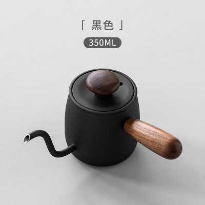 Sample Available 350ml Stainless Steel Coffee tea Pot with wood Hand and lid Drip Gooseneck Kettle With SS Filter Strainer