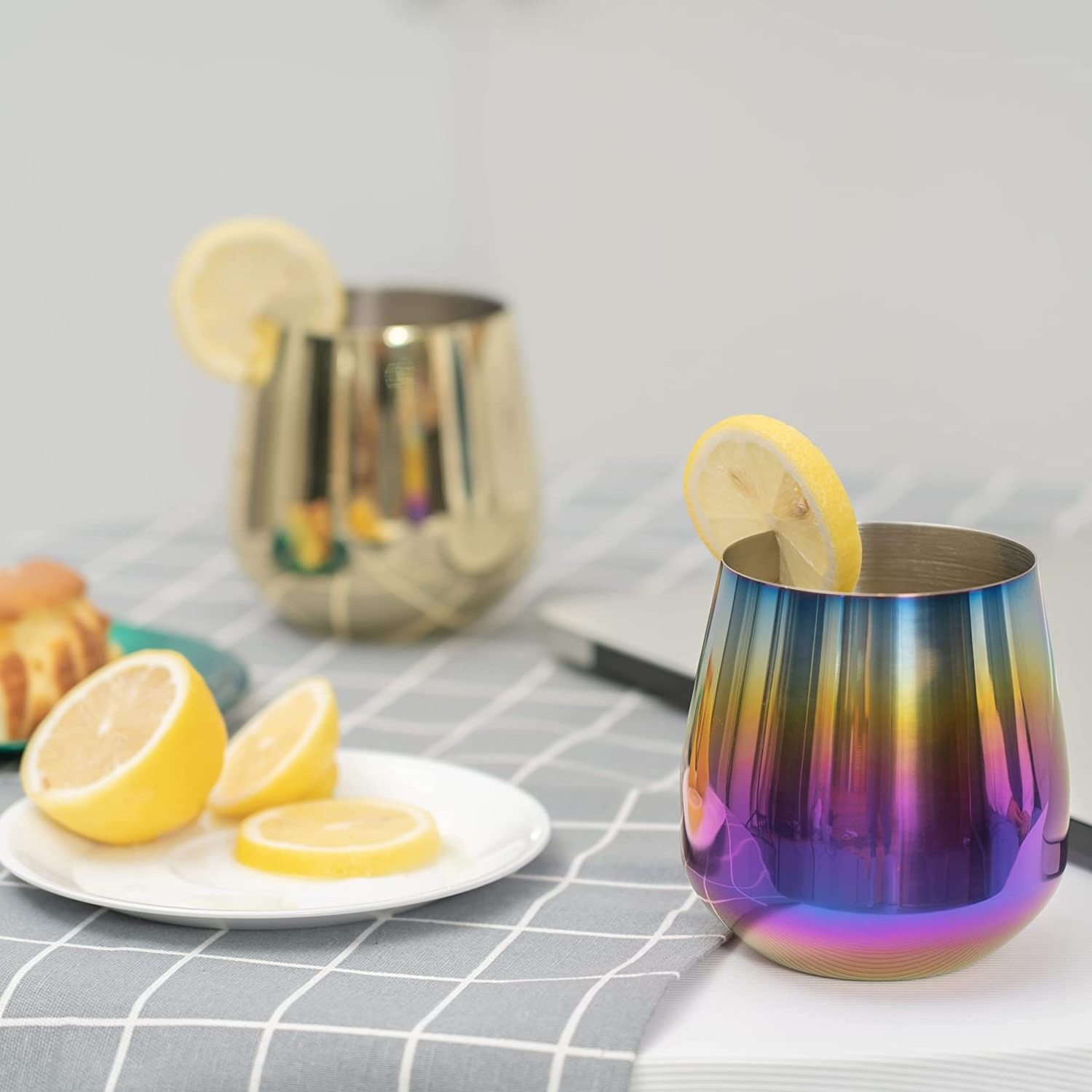 New Product Ideas gold plating wine glass 17oz Unbreakable Wine Tumblers Stemless Camping Wine Glasses for Home Outdoors