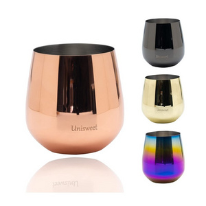 New Product Ideas gold plating wine glass 17oz Unbreakable Wine Tumblers Stemless Camping Wine Glasses for Home Outdoors