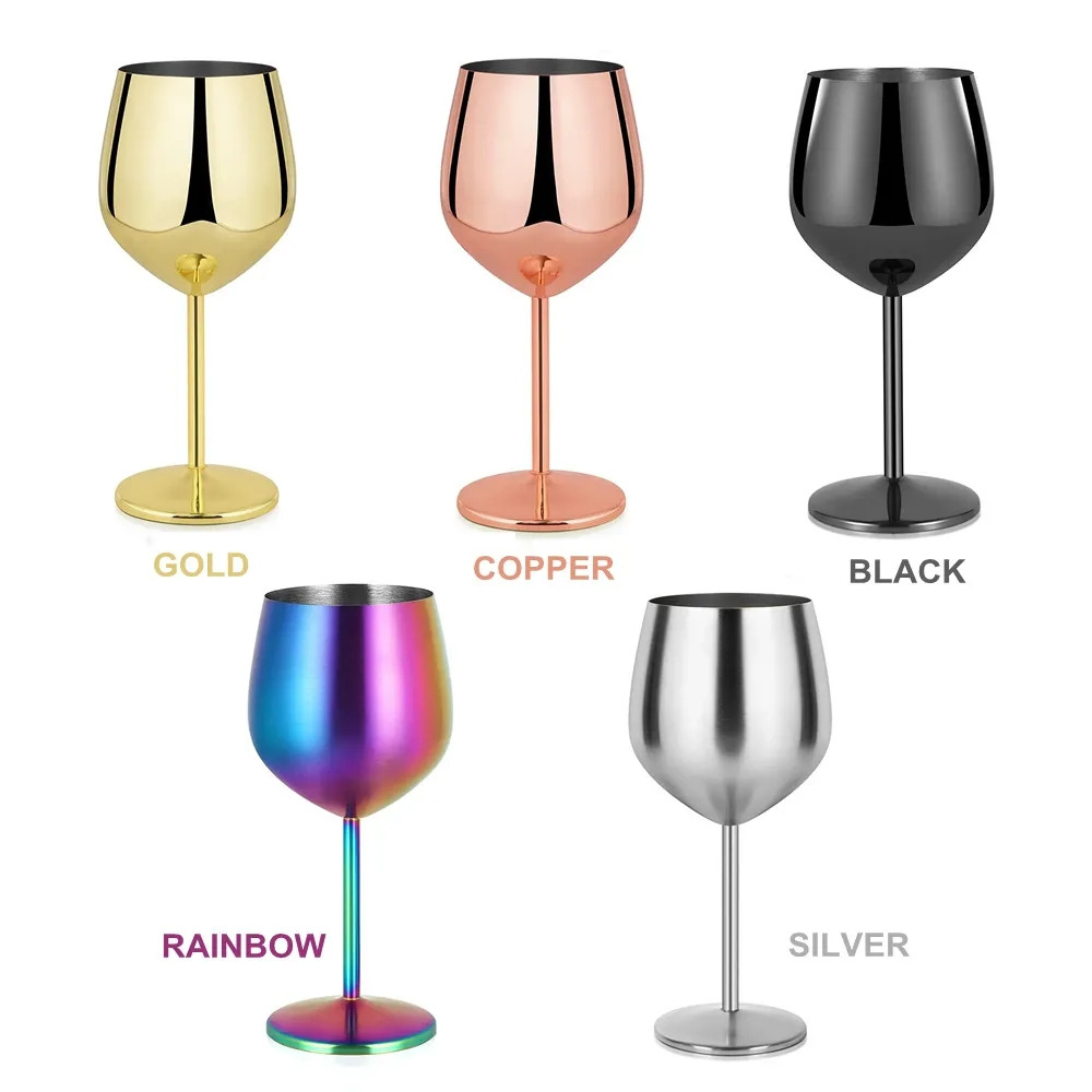 gold Wine glasses amber goblet Embossed colored stainless steel Christmas Party Halloween Wedding Key Graduation wine glass set