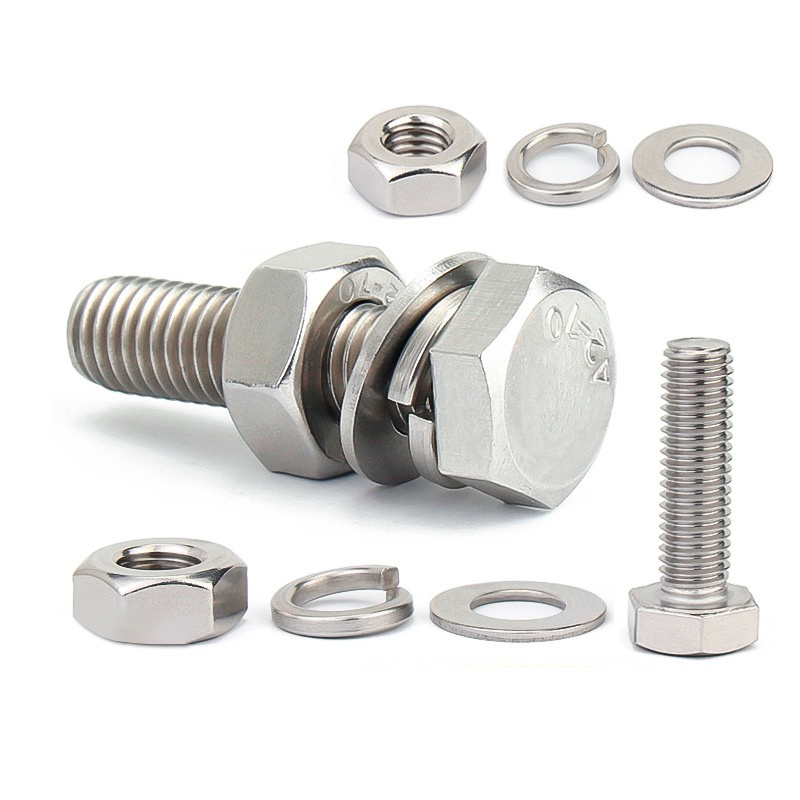 Customized Stainless Steel M9 M13 Hex Hexagon Head Bolt And Nut Flat Washer Spring Washer Assortment DIN933 DIN931