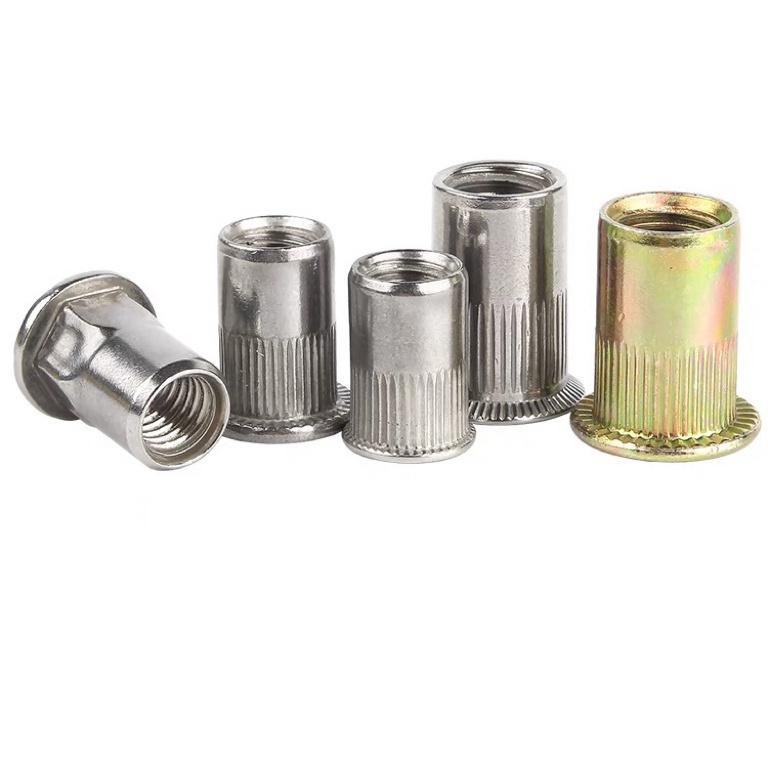 M2 M3 M4 M5 M6 M8 M10 Stainless Steel Carbon Steel Flat Head Knurled Rivet Nut Countersunk Head Hex Rivet Nut Open End Rivet Nut