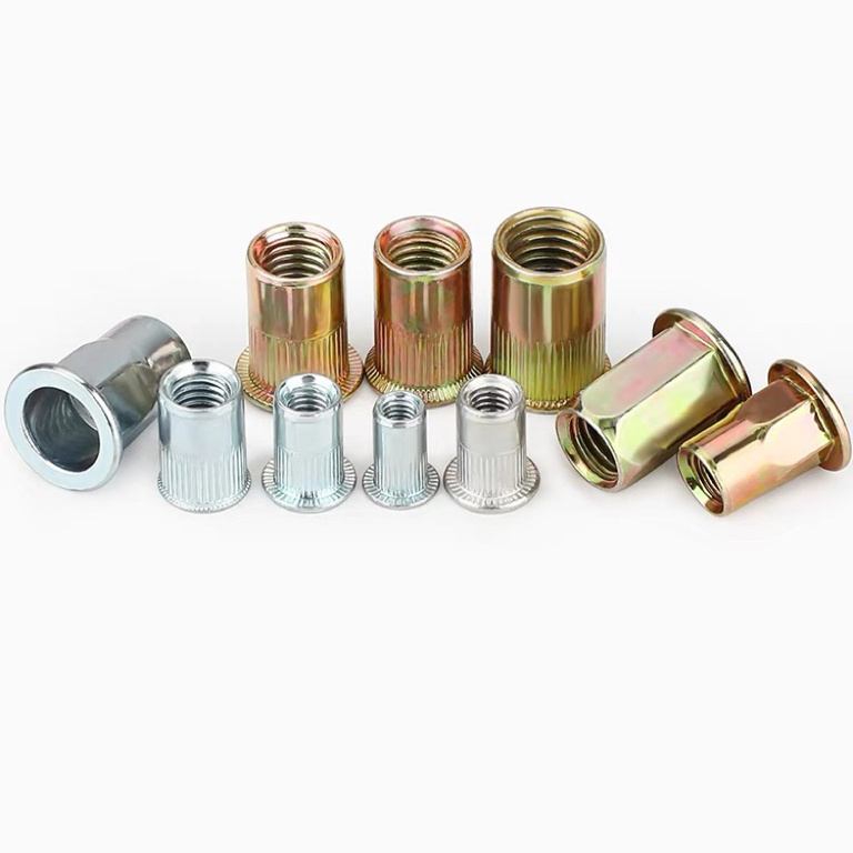 M2 M3 M4 M5 M6 M8 M10 Stainless Steel Carbon Steel Flat Head Knurled Rivet Nut Countersunk Head Hex Rivet Nut Open End Rivet Nut