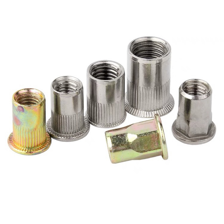 M2 M3 M4 M5 M6 M8 M10 Stainless Steel Carbon Steel Flat Head Knurled Rivet Nut Countersunk Head Hex Rivet Nut Open End Rivet Nut