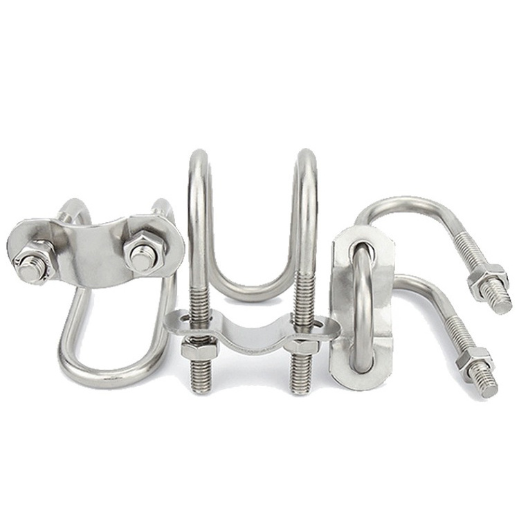 Customized various sizes Supported Piping Connector Cross Double U-shaped Pipe Clamp U Bolts