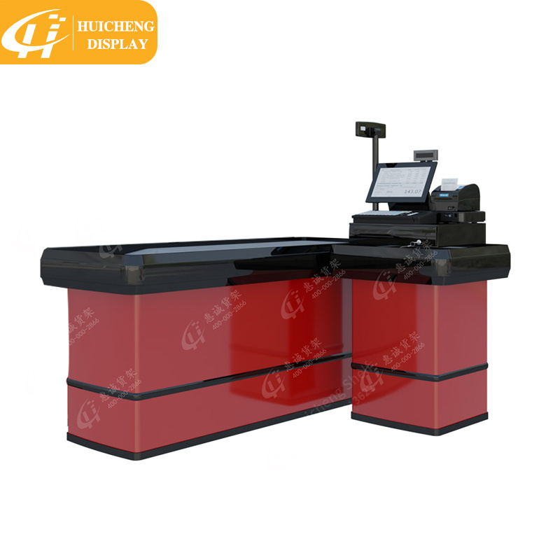 Reasonable price grocery cash counter shelf checkout counter for sale supermarket checkout counter store supplies